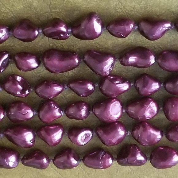 RUNWAY STATEMENT JOSE & MARIA BARRERA PURPLE BAROQUE PEARL MULTI STRAND NECKLACE - Picture 10 of 10